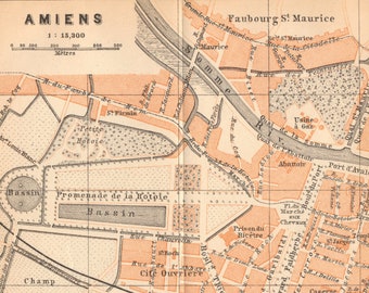 Map of Amiens France - Etsy