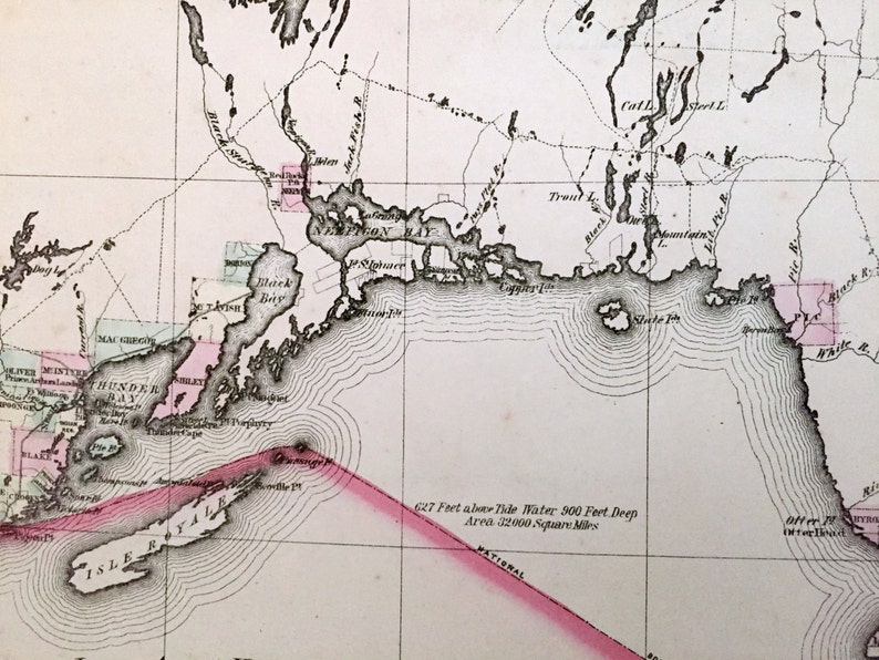 1875 Antique Map of Algoma District Western Part Ontario Etsy