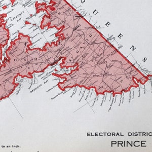 Carte antique de 1915 de la circonscription électorale du comté de Prince - Summerside - Île-du-Prince-Édouard - Î.-P.-É. - Où vous habitez - Député