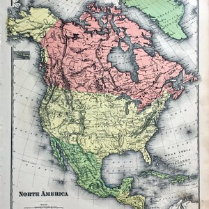 1880 Antike Karte von Nordamerika - Antike Karte Nordamerika