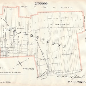 Antike Karte von Maisonneuve,Quebec - Montreal - Publiziert 1895 - Vintage Electoral Map - Hier leben Sie