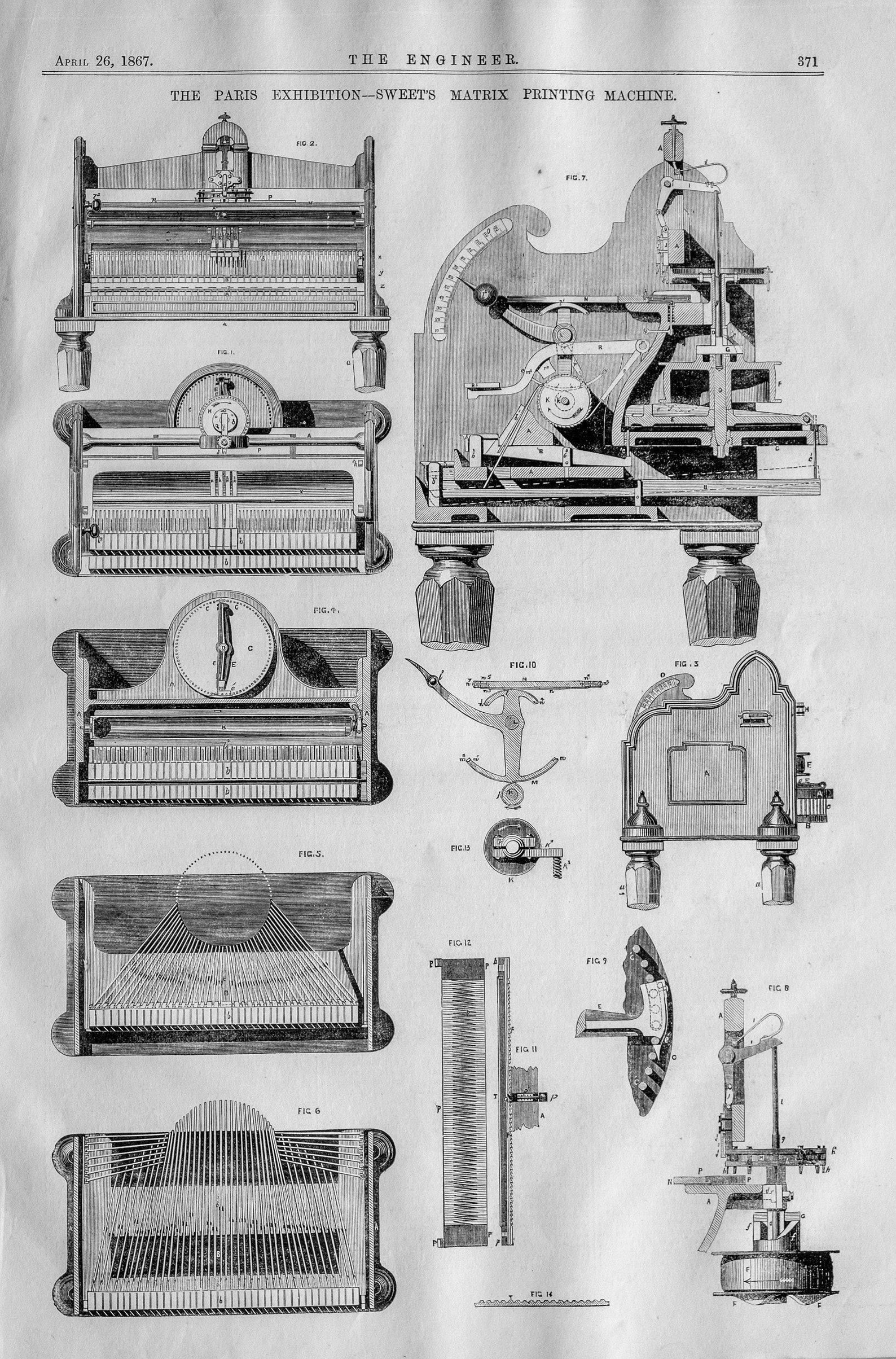 1867 Antique Print of a Matrix Printing Machine Paris - Etsy