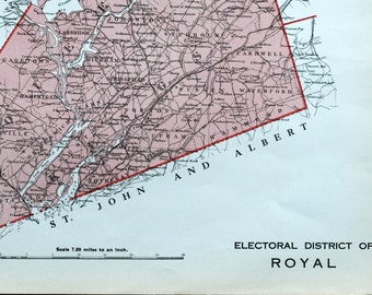 1915 Antique Map of Royal, New Brunswick, Canada - Vintage Electoral Map - It's Where You Live Series - MP