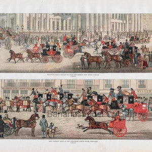 1888年 大型希少アンティークカラープリント - 郵便馬車 - 郵便