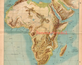 Vintage Map of Africa - Physical Map - Published 1935