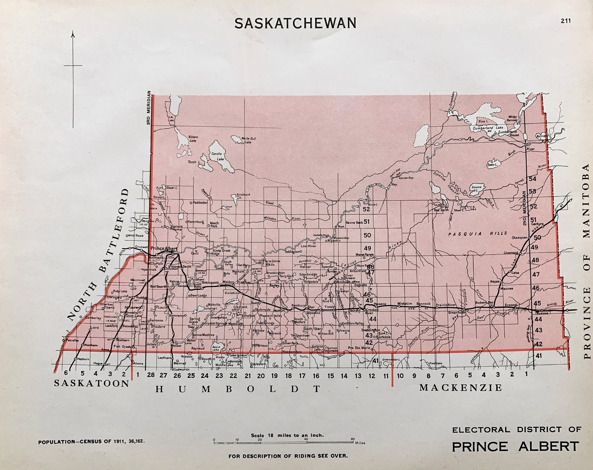 1915 Antique Map of the Electoral District of Prince Albert - Etsy Canada