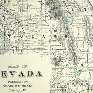 1901 Carte ancienne du Nevada - Carte ancienne du Nevada - Carte ancienne du Nevada - Grande
