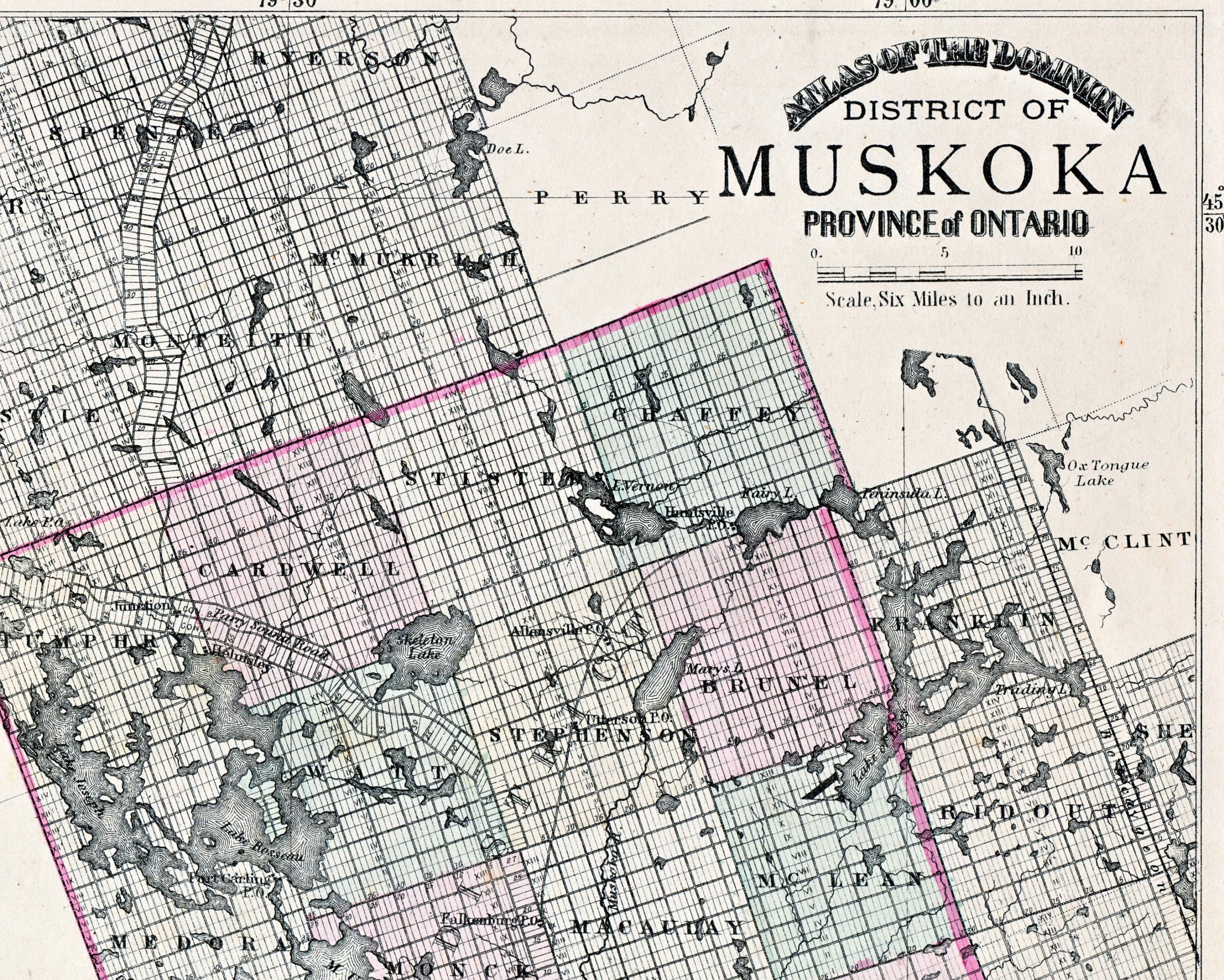 District Of Muskoka Maps 1875 Rare Antique Map Of The District Of Muskoka Ontario | Etsy