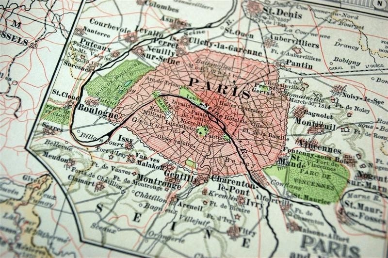 1902 北フランスのアンティーク地図 - パリの挿入図 - アンティーク