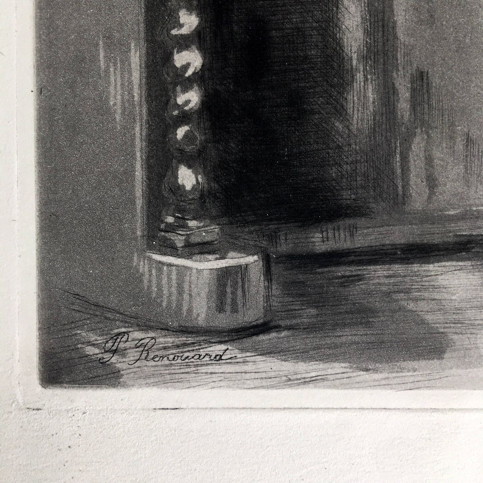 1895 rare antique etching / aquatint – between rehearsals – ballet / paul renouard. signed in the plate.