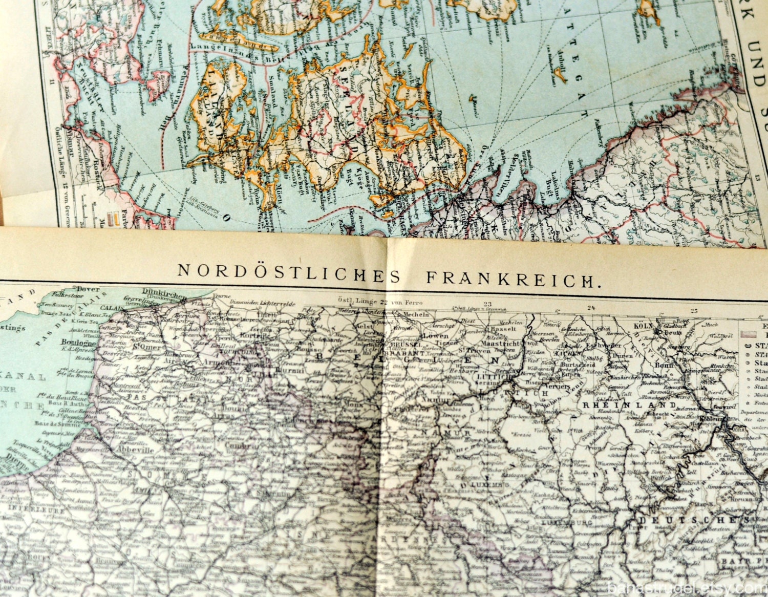 1897 年北東フランスのアンティーク地図 - N101 - フランスの