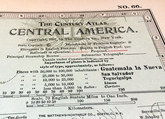 1902年中央アメリカのアンティーク地図 - アンティーク中央アメリカ