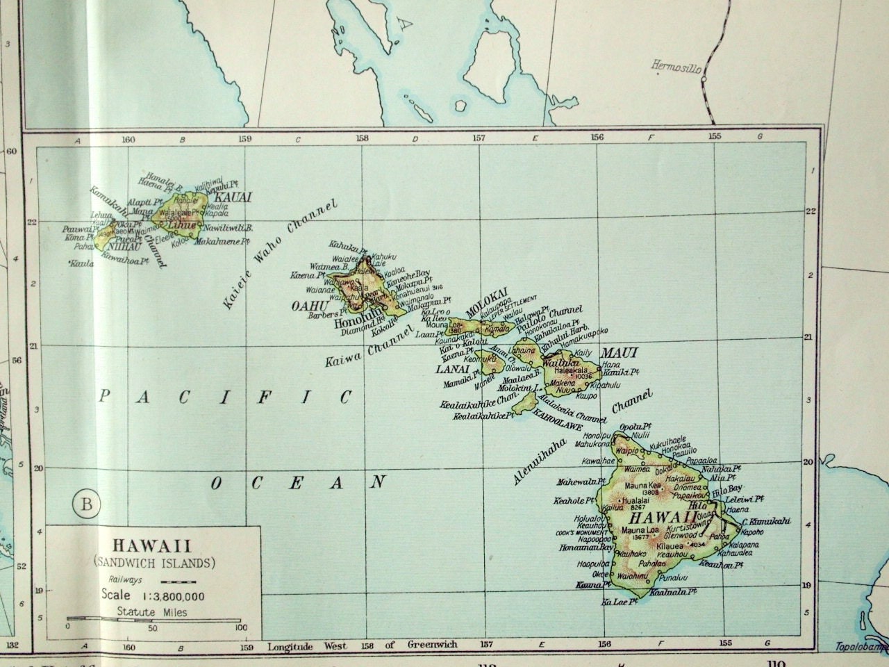 1920 Very Large Antique Map of the United States south West | Etsy