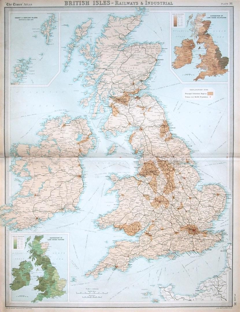 イギリス アンティーク 地図 1922年 イギリス諸島のアンティーク地図 - イギリス諸島のアンティーク