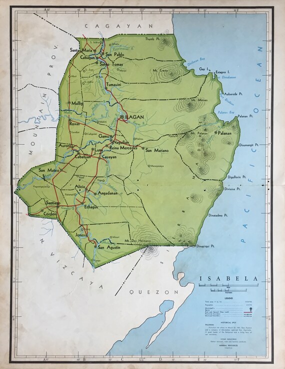 Isabela In Philippine Map Large Vintage Map Of Isabela Philippines 1959 Very Rare Map | Etsy Singapore
