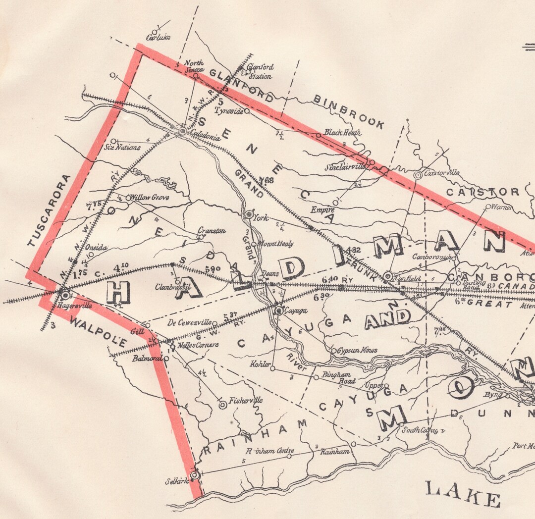 Antique Map of Haldimand & Monck, Ontario 1895 Electoral Map Caledonia