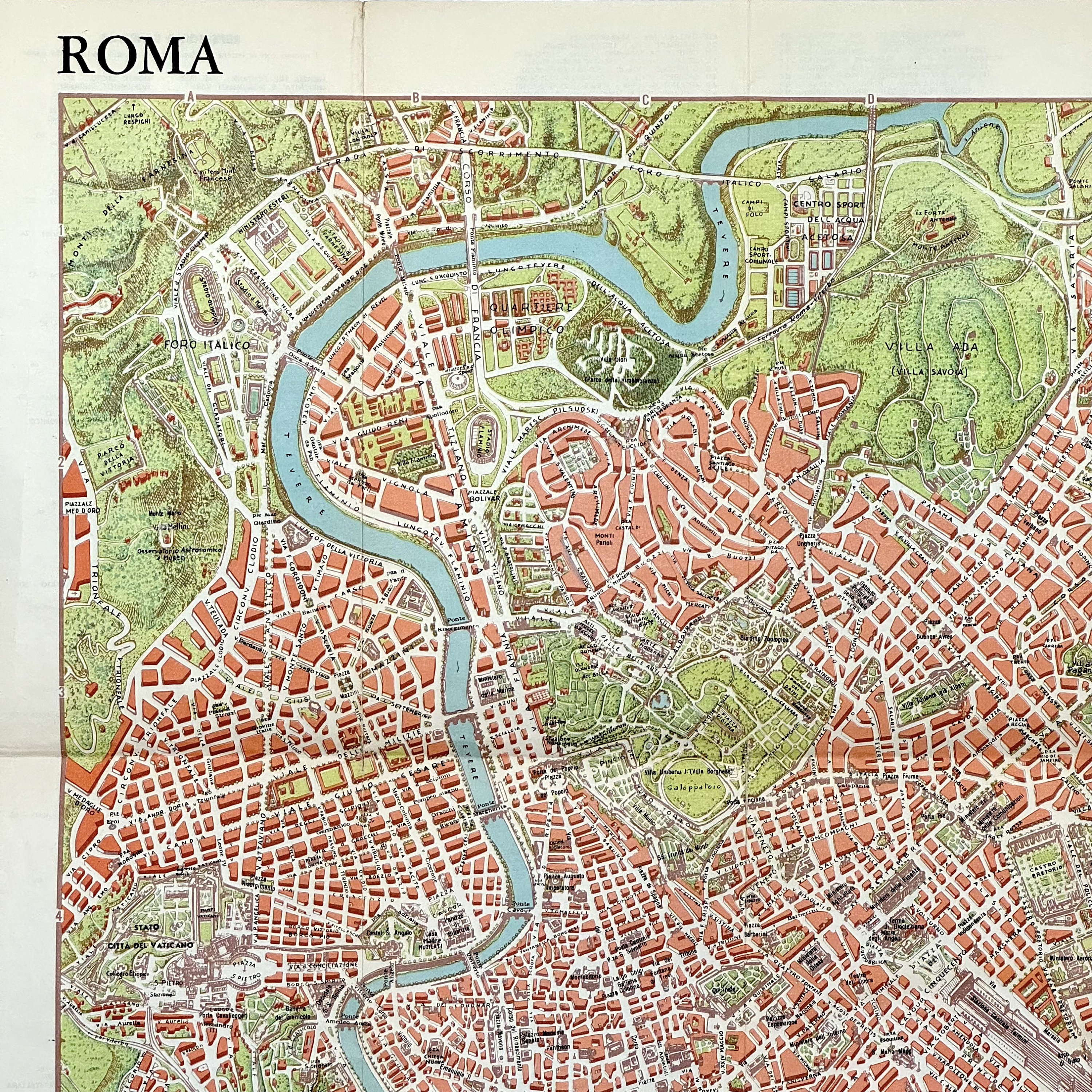 イタリア、ローマ - 1962年 ヴィンテージポスターサイズ地図 - Etsy 日本