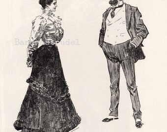 Antique Gibson Girl Print - Hope You Didn't Encourage Him - Published 1906