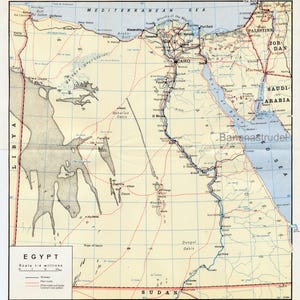 Vintage Map of Egypt - From 1965