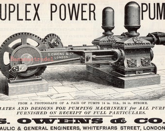 Antique Advertisement for Duplex Power Pumps - 1889 Engineering Ad - May 3, 1889