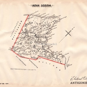 Ancienne carte d'Antigonish, Nouvelle-Écosse - Carte électorale de 1895 - C'est là où vous habitez