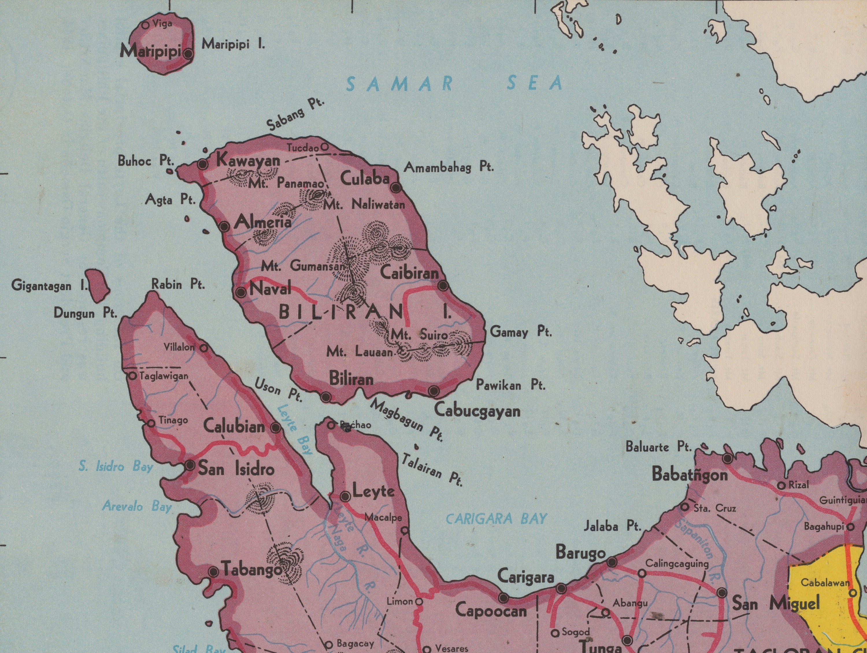 Cabalawan Tacloban City Map 1959 Large Rare Vintage Map Of Leyte Philippines Tacloban | Etsy
