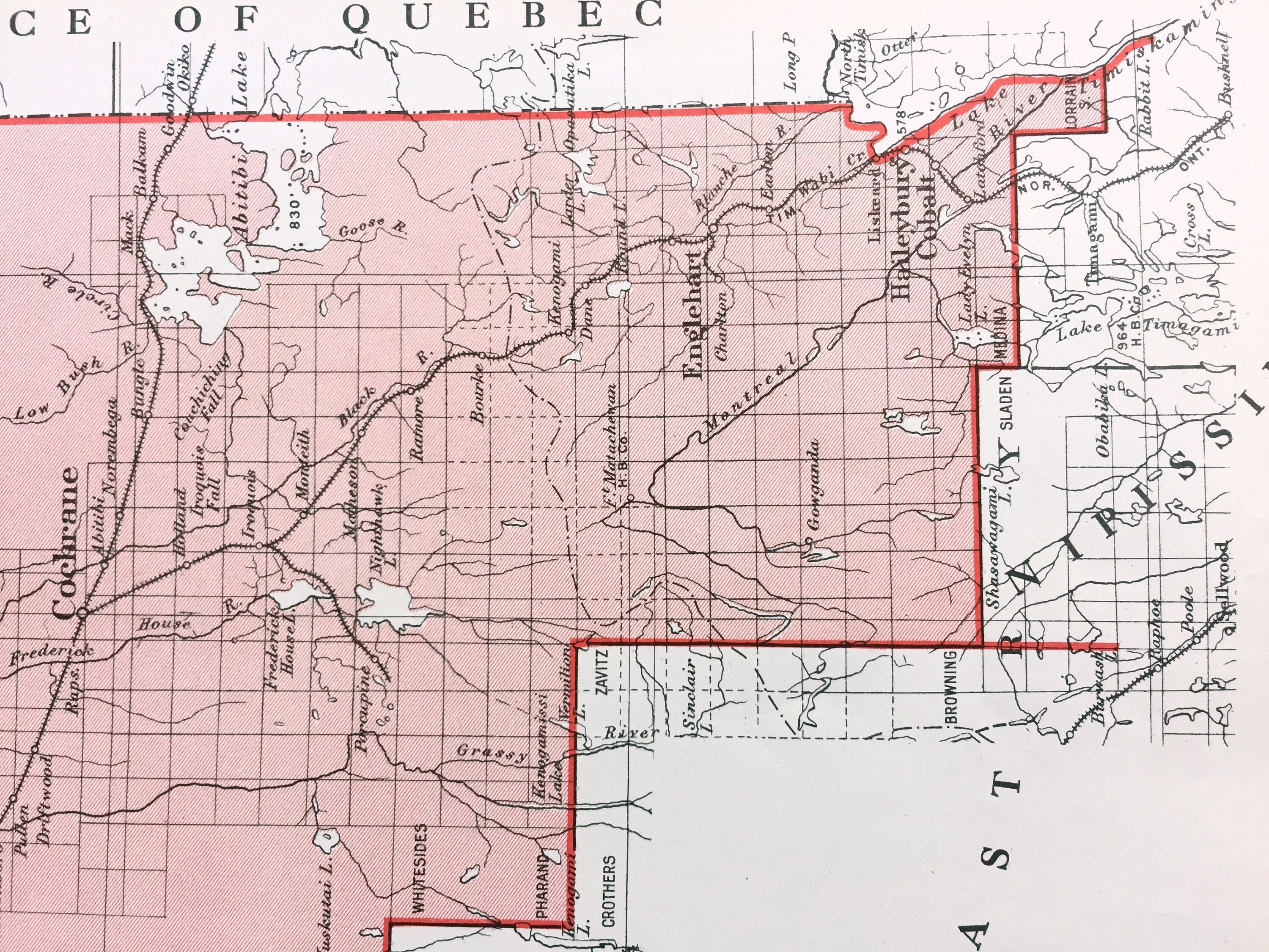 Timiskaming District 1915 Antique Map of Timiskaming, Ontario - Vintage Electoral District ...