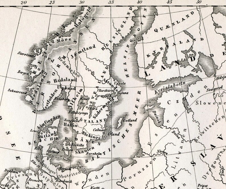 1851 German Vintage Map of Europe in the Time of Charlemagne ...