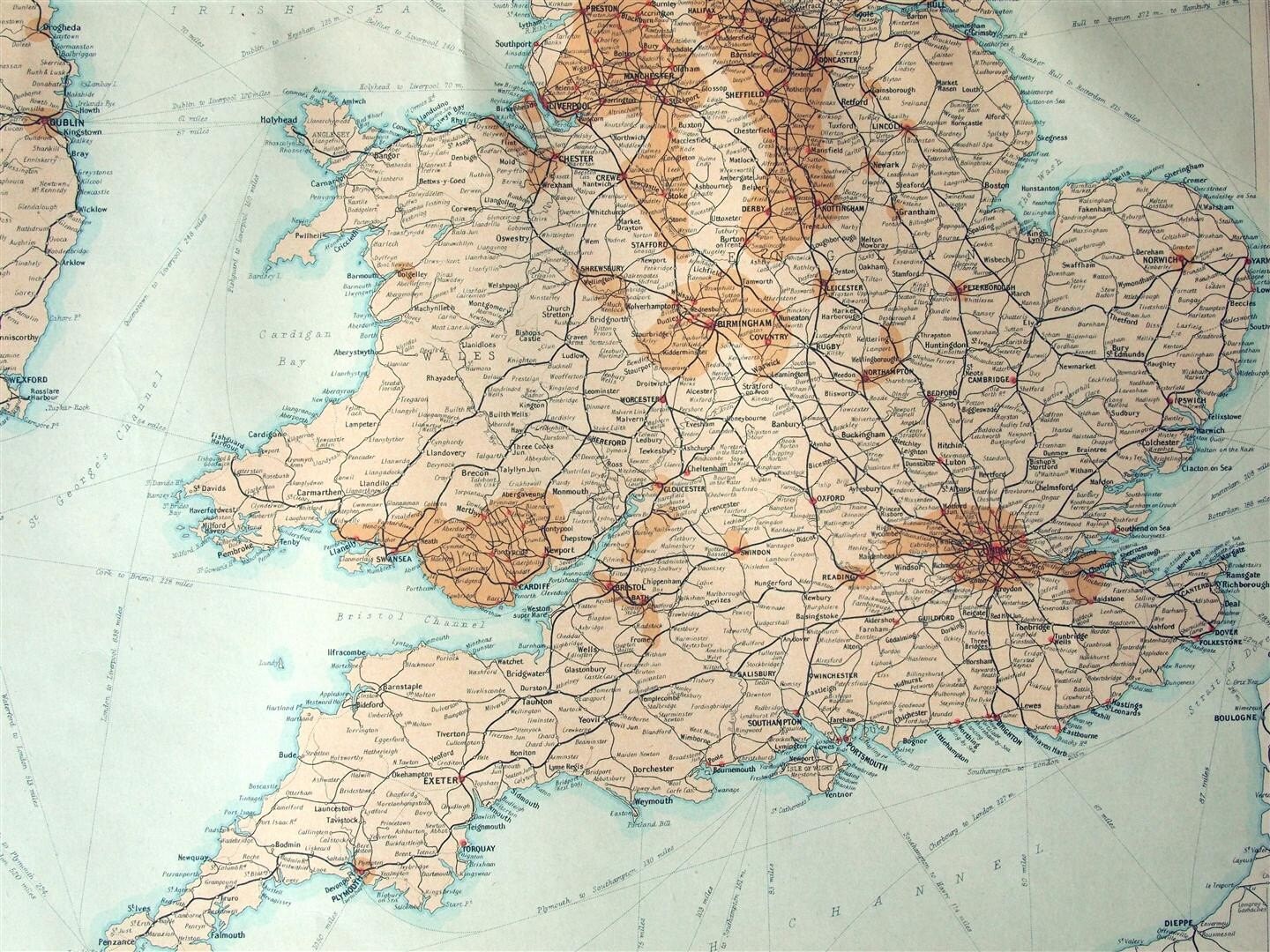 1922年 イギリス諸島のアンティーク地図 - イギリス諸島のアンティーク