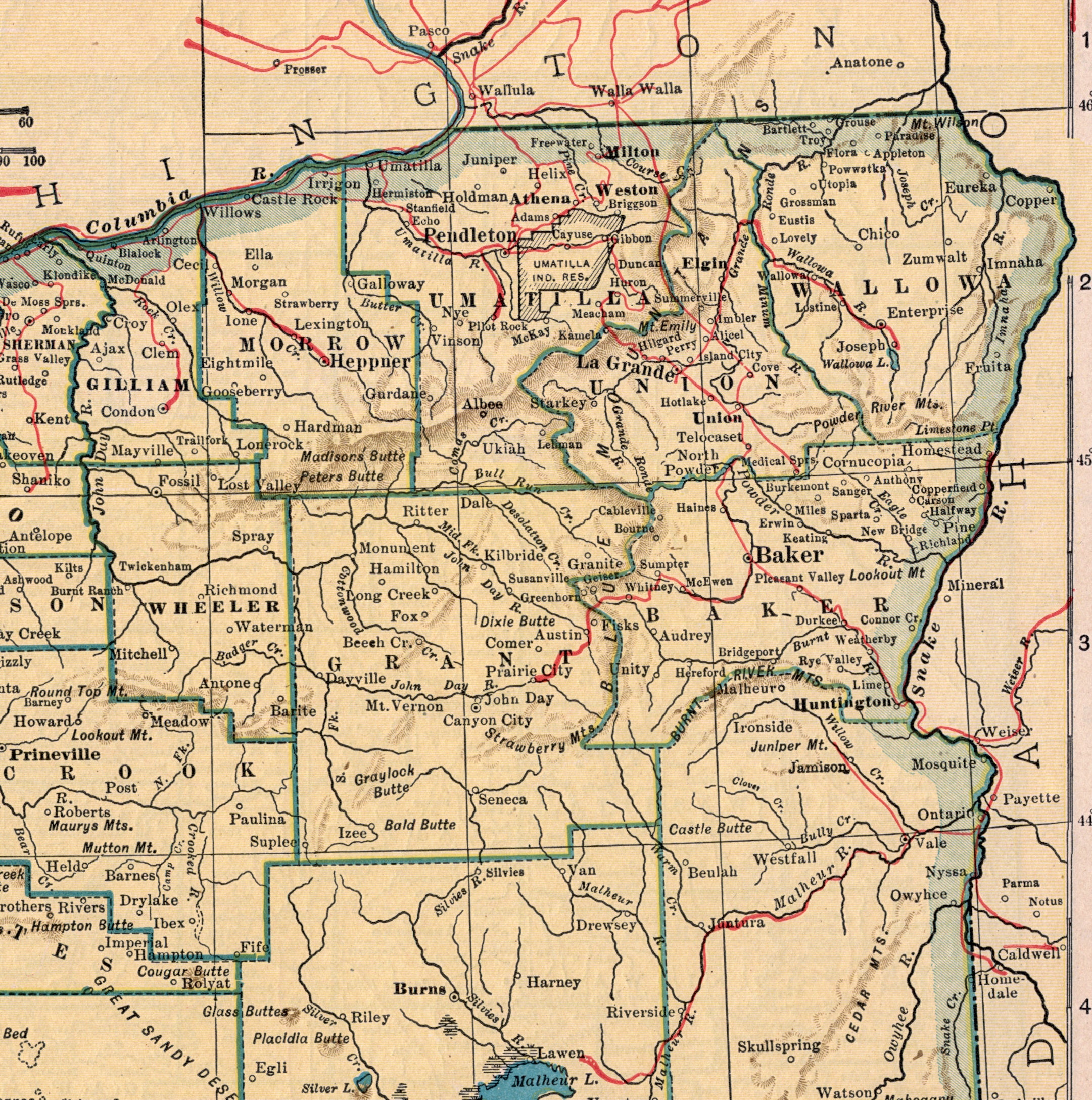 Antique Map of Oregon - Published 1921 - Etsy