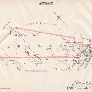 ケベック州ケベック郡のアンティーク地図 - ケベック市 - 1895 年の選挙地図 - あなたが住んでいる場所シリーズ