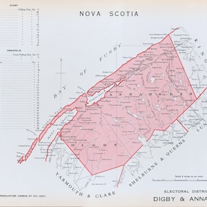 Ancienne carte de Digby et Annapolis, Nouvelle-Écosse - Carte électorale de 1915 - Série Où vous habitez