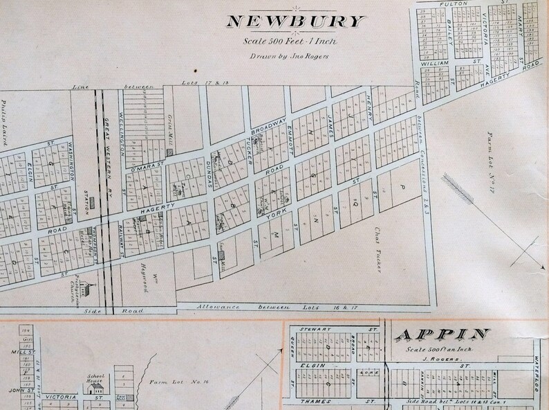 1878 Rare Antique Map of Newbury Appin Wardsville and Etsy
