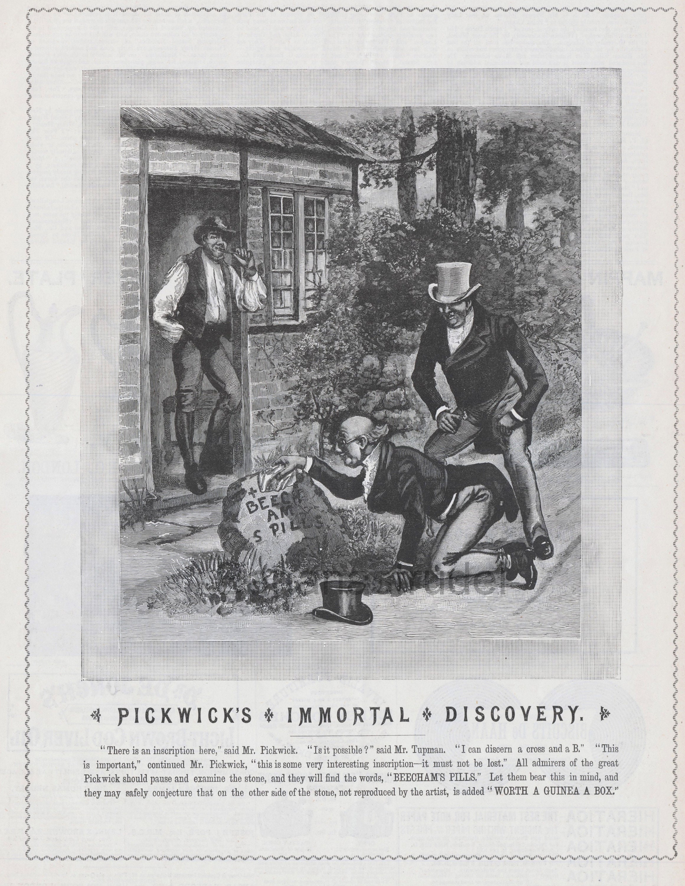 1889 Large Antique Beecham's Pills Advertisement - Pickwick's Immortal ...