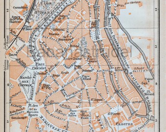フランス、シャルトルのアンティーク地図 - 1905 年のヴィンテージ