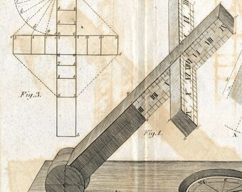 1806 Rare Antique Copper-engraved Print showing a Sundial. Plate XI