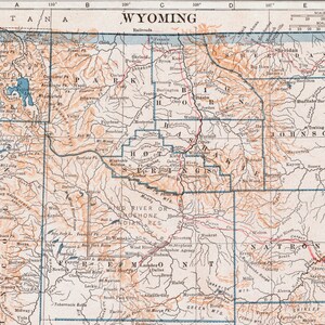 Ancienne carte du Wyoming - Publié en 1921