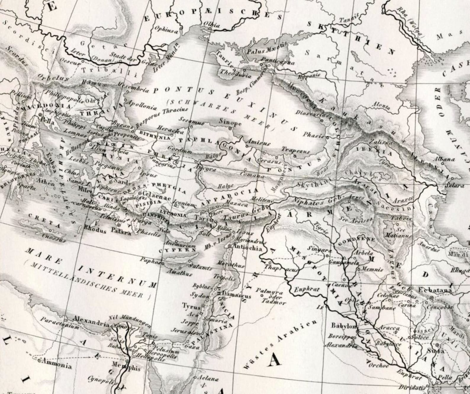 1851 German Vintage Map of the Empire of Alexander the Great | Etsy