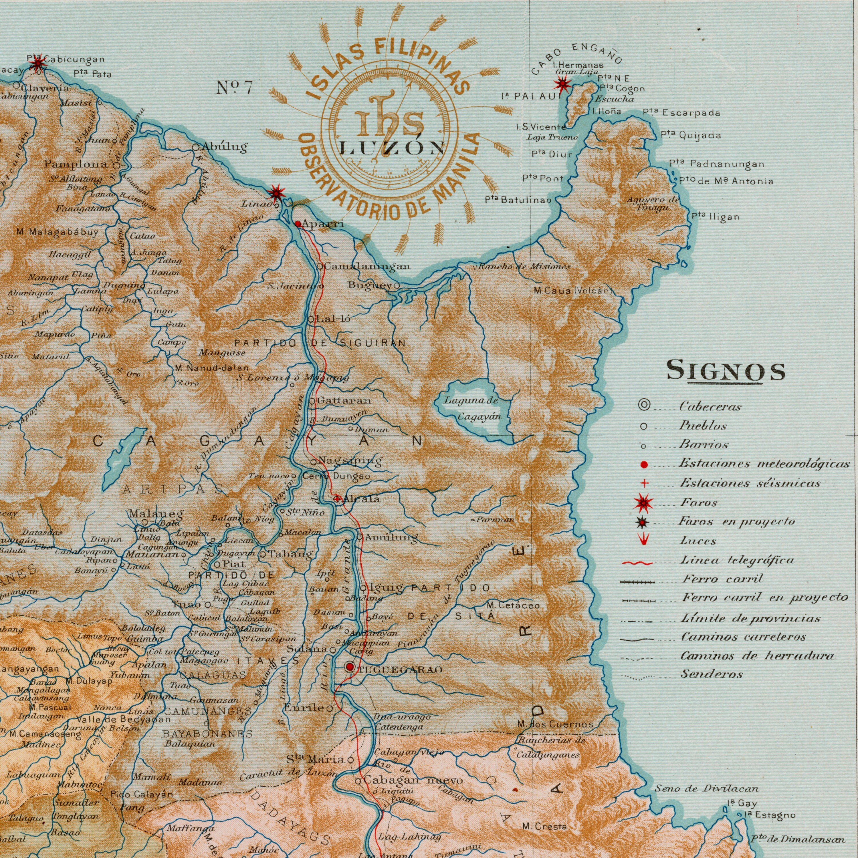 1900 年フィリピン ルソン島北部の珍しいアンティーク地図 - イロコス