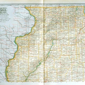 Antike Landkarte von Illinois (Norden) - 1902 Century Atlas Karte