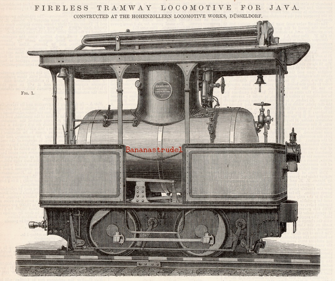 Antique Print of a Fireless Tramway Locomotive - September 1, 1882 - Etsy