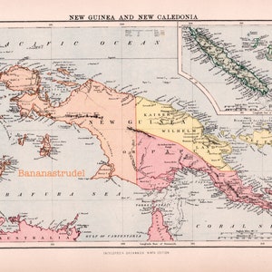 Antike Neu-Guinea und Neukaledonien Karte - Aus 1884 - Loyalty Islands