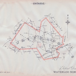 Antike Karte von Waterloo North, Ontario - 1895 Kurfürsten Karte - Conestogo - St. Jacobs