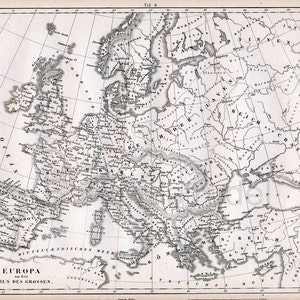 1851 German Vintage Map of Europe in the Time of Charlemagne ...