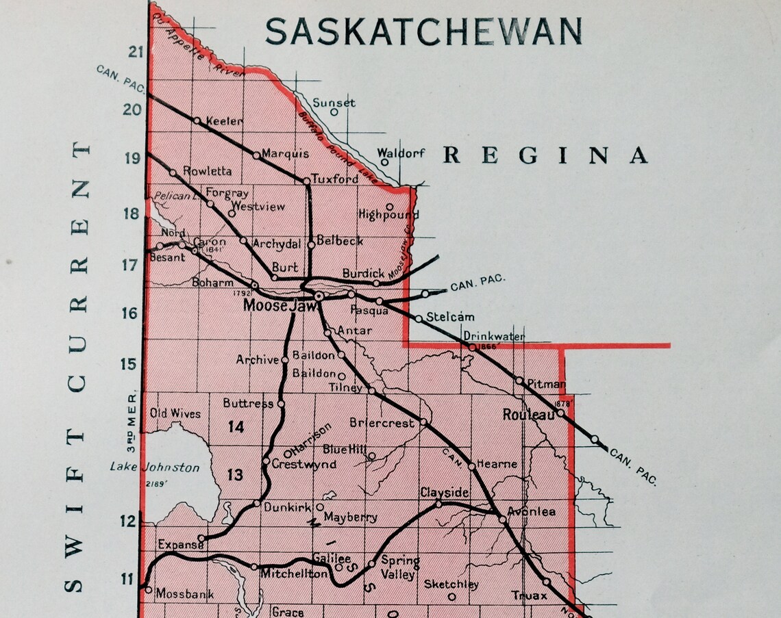Antique Map of Moose Jaw Saskatchewan Canada 1915 Vintage Etsy Canada