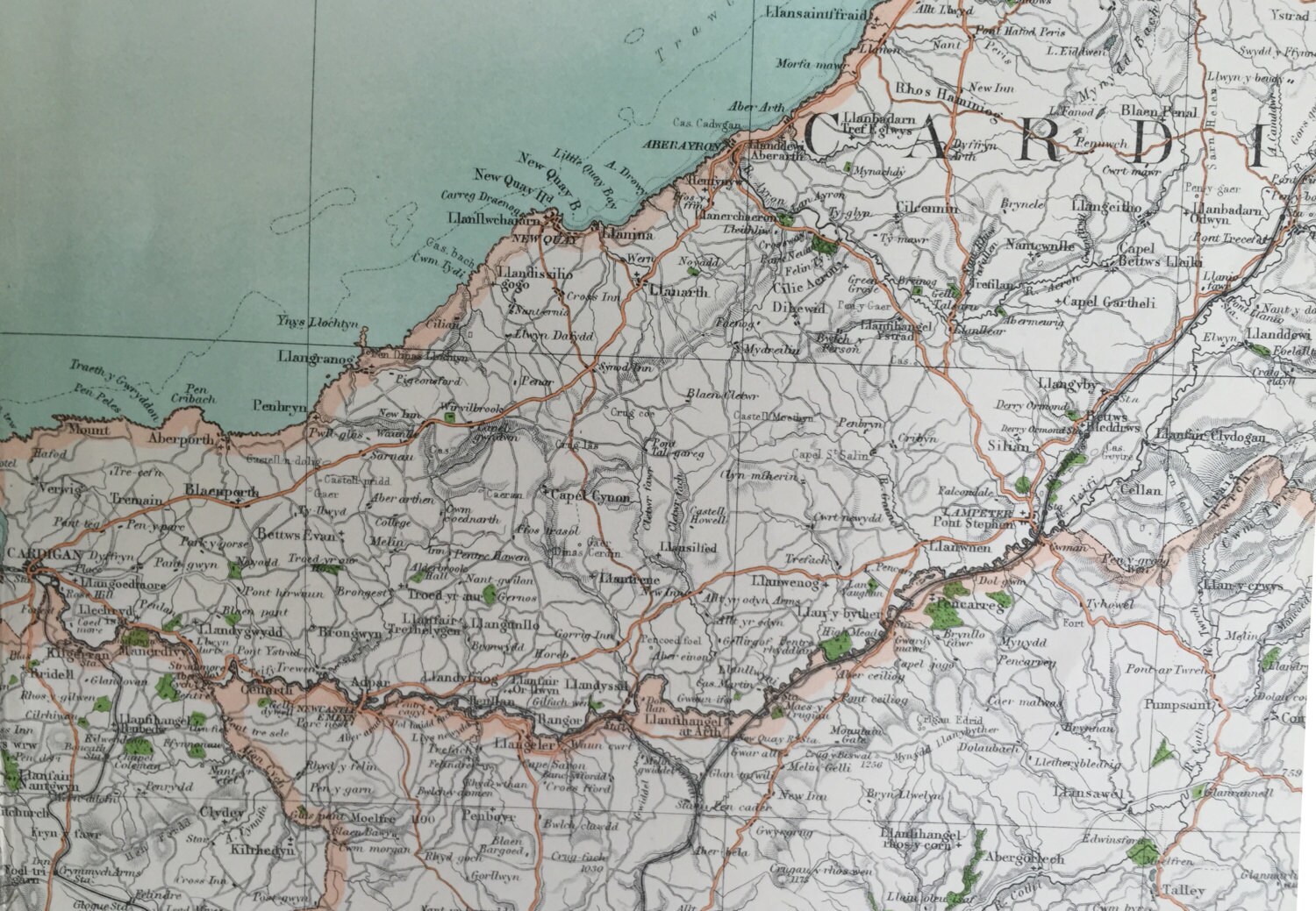 1898 Antique Map of Cardigan and Environs, the UK - Large Map - Etsy