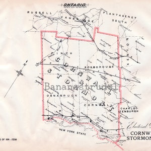 Ancienne carte de Cornwall et Stormont, Ontario - Roxborough - Osnabruck - Aultsville - carte électorale vintage de 1895 - It's Where You Live