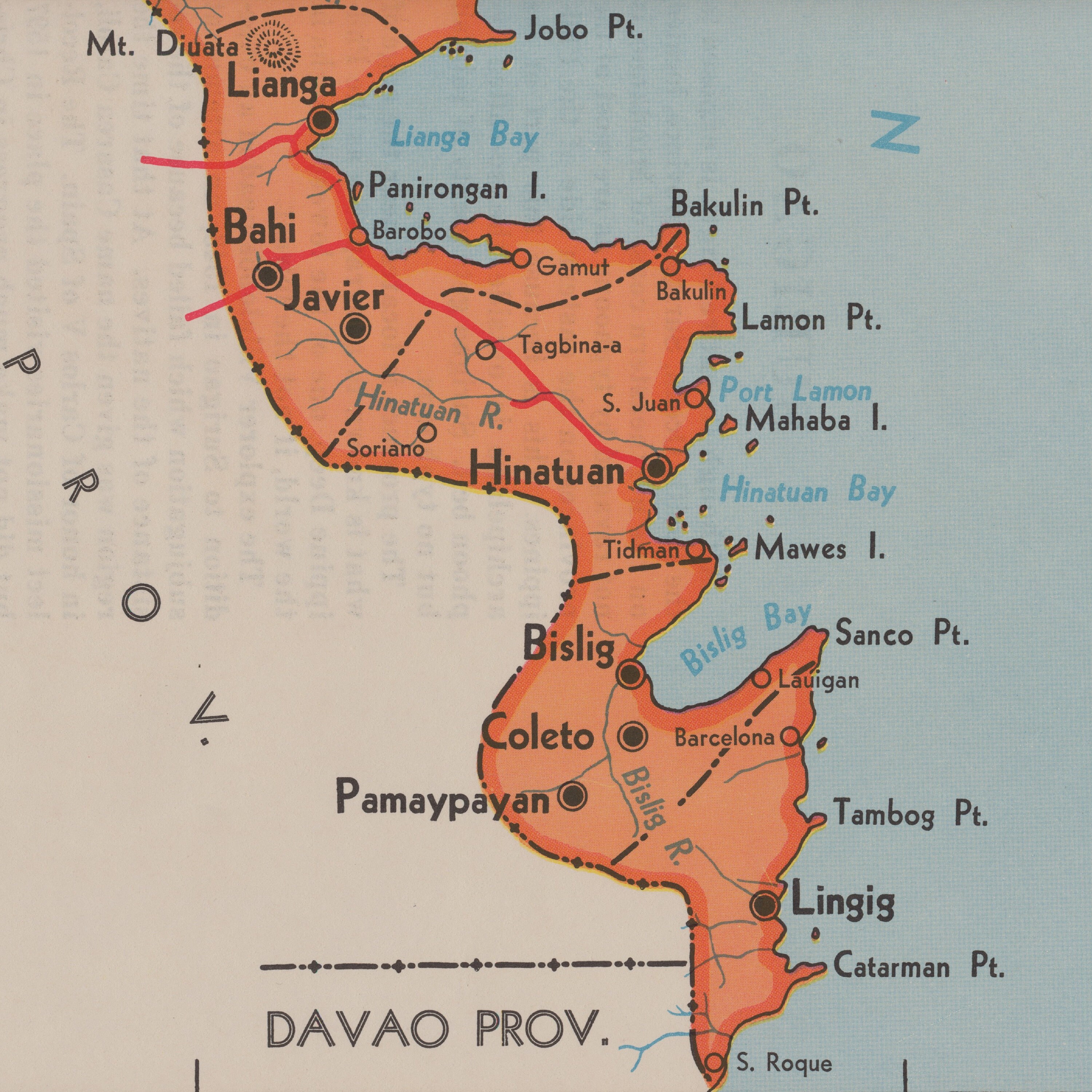 Surigao, Philippines - RARE Large Vintage 1959 Map - Mainit - Gigaquit ...