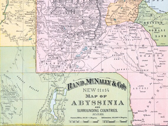 Antique Map of Abyssinia Ethiopia Ethiopian Empire 1895 - Etsy