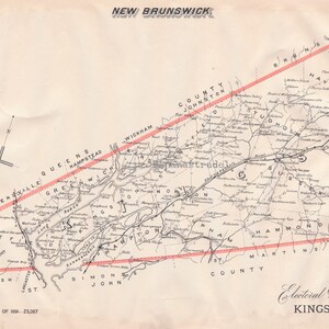 Antike Karte der Könige, New Brunswick - 1895 - Landkarte von Kennebecasis - Long Reach - Apohaqui - Rothesay